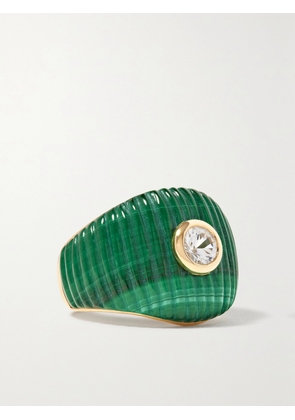 Yvonne Léon - Berlingot 9-karat Gold, Malachite And Topaz Ring - 4,5,6