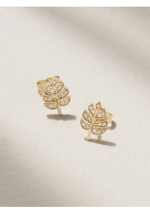 Sydney Evan - Tiny Monstera Leaf 14-karat Gold Diamond Earrings - One size