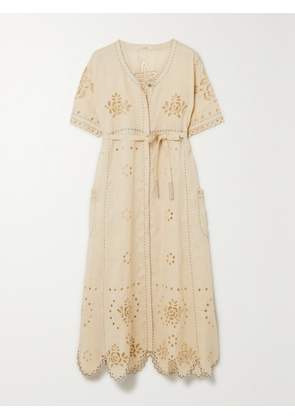 Vita Kin - Colette Broderie Anglaise Linen Midi Dress - Neutrals - x small,small,medium,large