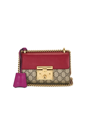 FWRD Renew Gucci Padlock Shoulder Bag in Beige.