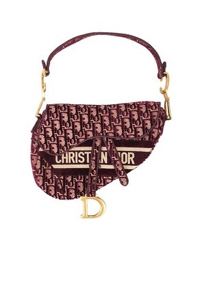 FWRD Renew Dior Oblique Embroidered Velvet Saddle Bag in Red.