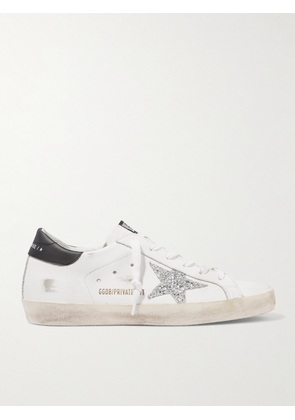 Golden Goose - Superstar Distressed Glittered Leather Sneakers - White - IT35,IT36,IT37,IT38,IT39,IT40,IT41,IT42