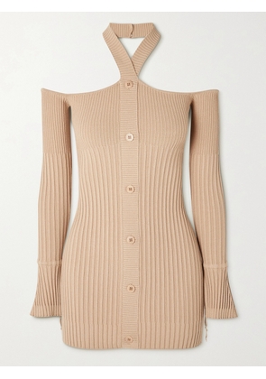 ANDREĀDAMO - Cutout Ribbed-knit Top - Brown - x small,small,medium,large,x large