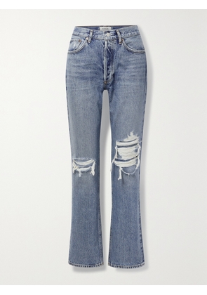 AGOLDE - + Net Sustain Lana Distressed Mid-rise Organic Jeans - Blue - 24,25,26,27,28,29,30,31,32