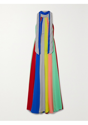 Rosie Assoulin - Car Wash Striped Silk-chiffon Halterneck Gown - Red - US0,US2,US4,US6,US8,US10