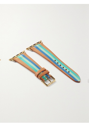 LA CALIFORNIENNE - Striped Leather Watch Strap - Blue - One size