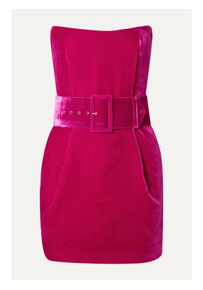 RASARIO - Strapless Belted Velvet Mini Dress - Purple - FR 34,FR 36,FR 38,FR 40,FR 42,FR 44