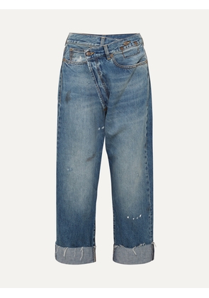 R13 - Crossover Asymmetric Distressed High-rise Wide-leg Jeans - Blue - 24,25,26,27,28,29,30,31