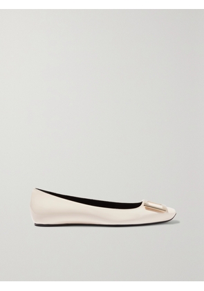 Roger Vivier - Trompette Bellerine Patent-leather Ballet Flats - White - IT34,IT35,IT35.5,IT36,IT36.5,IT37,IT37.5,IT38,IT38.5,IT39,IT39.5,IT40,IT40.5,IT41,IT41.5,IT42