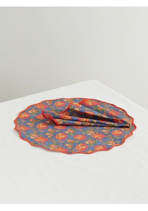 Loretta Caponi - Floral-print Cotton Placemat And Napkin Set - Blue - One size