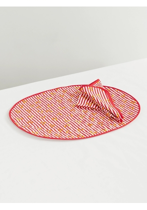 Loretta Caponi - Printed Cotton Placemat And Napkin Set - Red - One size