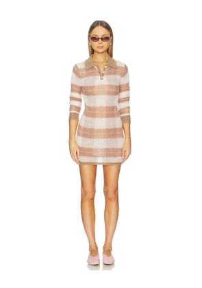 Guest In Residence Shadow Plaid Polo Dress in Taupe. Size M. Also in S, XL.