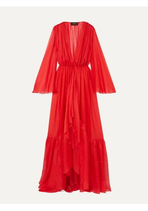 RASARIO - Ruffled Silk-chiffon Jacket - Red - FR 34,FR 36,FR 38,FR 40,FR 42,FR 44