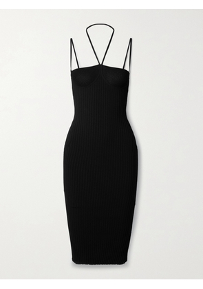 ANDREĀDAMO - Cutout Open-knit And Ribbed-knit Dress - Black - x small,small,medium,large,x large