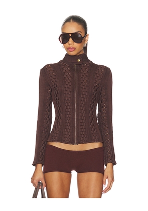 ISA BOULDER Threadline Jacket in Chocolate. Size L. Also in XS, S, M, XL.