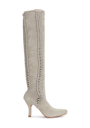 ISA BOULDER Macrame Line Tight Boot in Grey. Size 36. Also in 37.