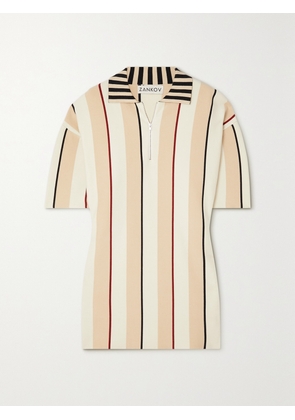 ZANKOV - Gio Striped Organic Cotton-blend Mini Dress - Neutrals - small,medium,large
