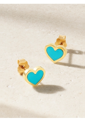Jennifer Meyer - Extra Small Heart 18-karat Gold Turquoise Earrings - One size