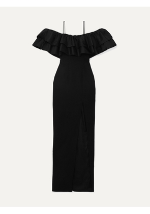 RASARIO - Ruffled Silk And Crepe Gown - Black - FR 34,FR 36,FR 38,FR 40,FR 42,FR 44,FR 46