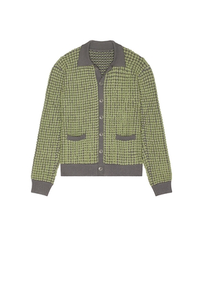 ISA BOULDER Bubble Terry Towel Cardigan in Green. Size L. Also in M, S, XL/1X.