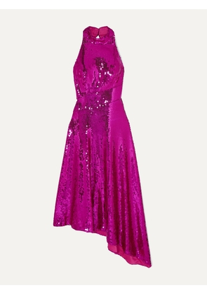 RASARIO - Asymmetric Open-back Sequined Satin Midi Dress - Purple - FR 34,FR 36,FR 38,FR 40,FR 42,FR 44