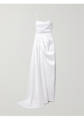 RASARIO - Asymmetric Draped Duchesse-satin Gown - White - FR 36,FR 38,FR 40,FR 42,FR 44