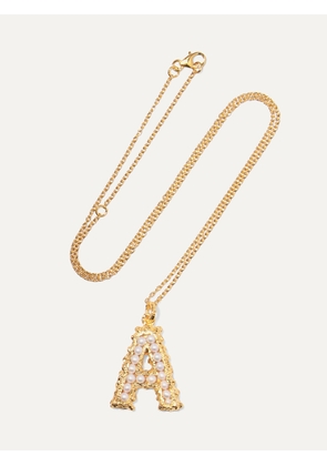 Pacharee - Alphabet Gold-plated Pearl Necklace - A,B,C,D,E,F,G,H,I,J,K,L,M,N,O,P,Q,R,S,T,U,V,W,X,Y,Z