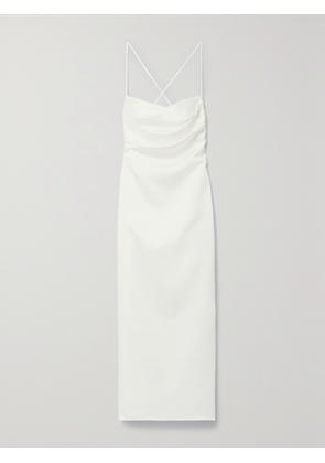 RASARIO - Lace-up Duchesse-satin Midi Dress - White - FR 36,FR 38,FR 40,FR 42,FR 44