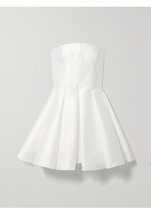 RASARIO - Strapless Pleated Satin Mini Dress - White - FR 36,FR 38,FR 40,FR 42,FR 44,FR 46