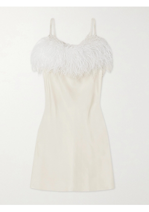 SLEEPER - + Net Sustain Boheme Feather-trimmed Ecovero-satin Mini Dress - White - x small,small,medium,large,x large