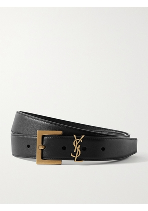 SAINT LAURENT - Cassandre Embellished Leather Belt - Black - 60,65,70,75,80,85,90,95,100,105,110,115,120