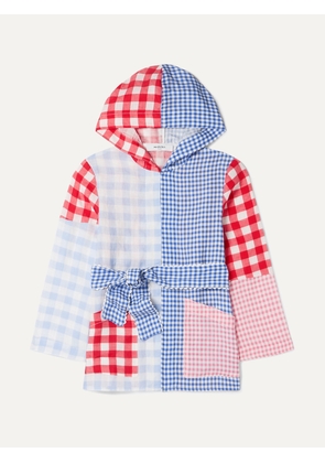 MARYSIA KIDS - Patchwork Gingham Linen Hooded Robe - Blue - 10 years,6 years,1 year,2 years,8 years,4 years