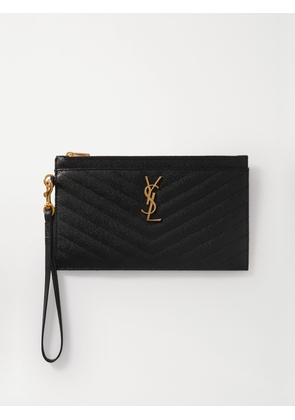 SAINT LAURENT - Monogramme Quilted Textured-leather Pouch - Black - One size