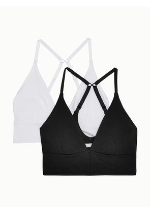 Skin - + Net Sustain Helen Set Of Two Organic Pima Cotton-blend Jersey Soft-cup Triangle Bras - Black - x small,small,medium,large