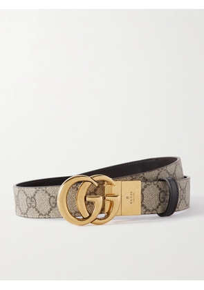 Gucci - Reversible Leather And Printed Coated-canvas Belt - Ivory - 60,65,70,75,80,85,90,95,100,105,110,115,120