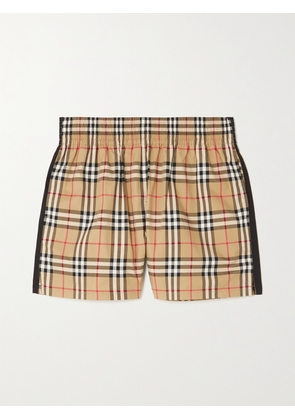 Burberry - Striped Checked Cotton-blend Shorts - Neutrals - UK 2,UK 4,UK 6,UK 8,UK 10,UK 12,UK 14,UK 16,UK 18