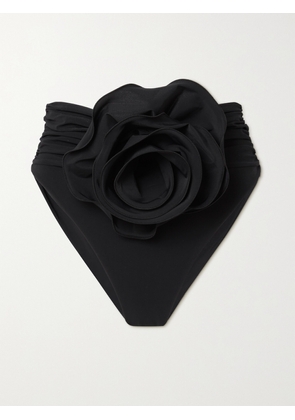 Magda Butrym - Appliquéd Ruched Bikini Briefs - Black - FR 34,FR 36,FR 38,FR 40,FR 42