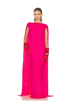 Helsa The Alva Caped Jersey Dress in Fuchsia. Size L. Also in XXS, XS, S, M, XL.