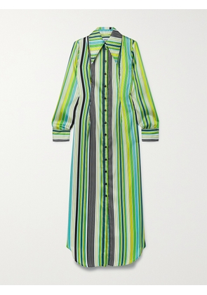 Christopher John Rogers - Striped Satin Shirt Dress - Green - US0,US2,US4,US6,US8,US10,US12,US14