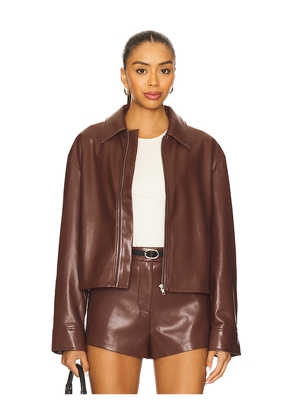 House of Harlow 1960 x REVOLVE Rapha Faux Leather Jacket in Chocolate. Size L. Also in M, XL, XS, XXS.
