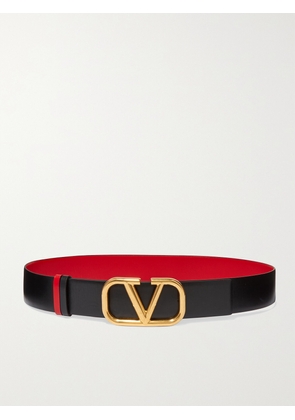 Valentino Garavani - Valentino Garavani Vlogo Reversible Leather Belt - Black - 65,70,75,80,85,90,95,100