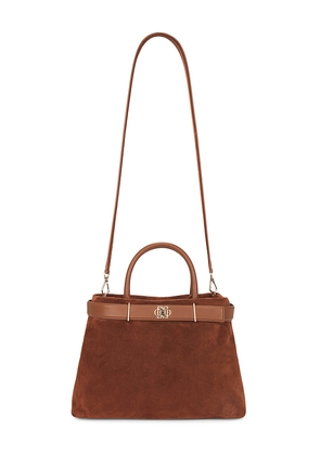 SIMKHAI Roan Suede Top Handle Tote in Brown.
