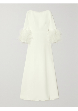 HUISHAN ZHANG - Reign Feather-trimmed Crepe Gown - White - UK 6,UK 8,UK 10,UK 12,UK 14,UK 16,UK 18