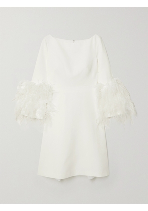 HUISHAN ZHANG - Reign Feather-trimmed Crepe Mini Dress - White - UK 6,UK 8,UK 10,UK 12,UK 14,UK 16,UK 18