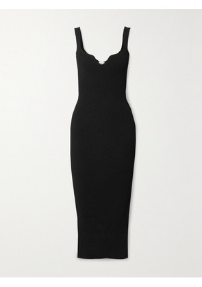 KHAITE - Nina Ribbed-knit Midi Dress - Black - x small,small,medium,large