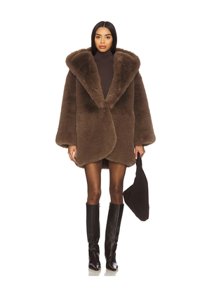 GIUSEPPE DI MORABITO Faux Fur Coat in Brown. Size 38. Also in 40, 42.