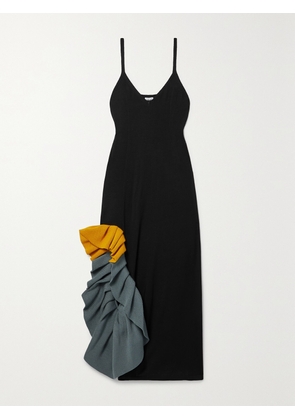 LOEWE - Convertible Ruffled Wool Midi Dress - Black - x small,small,medium