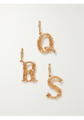 Oscar de la Renta - Alphabet Gold-tone Faux Pearl Single Earring - A,B,C,D,E,F,G,H,I,J,K,L,M,N,O,P,Q,R,S,T,U,V,W,X,Y,Z