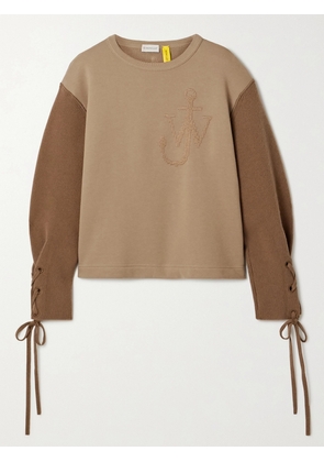 Moncler Genius - + 1 Jw Anderson Two-tone Embroidered Cotton-jersey And Wool Top - Brown - x small,small,medium,large