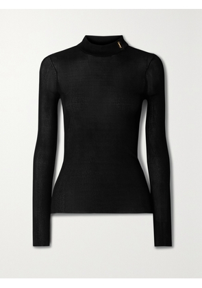 SAINT LAURENT - Ribbed Silk Turtleneck Top - Black - XXXS,XXS,XS,S,M,L,XL,XXL,XXXL